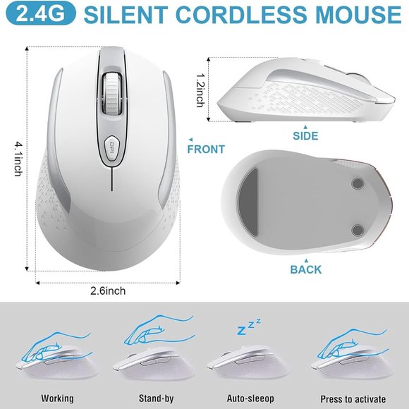 cimetech Wireless Computer Mouse, 2.4G Ergonomic Optical Mouse, 6 Buttons - Picture 2 of 6